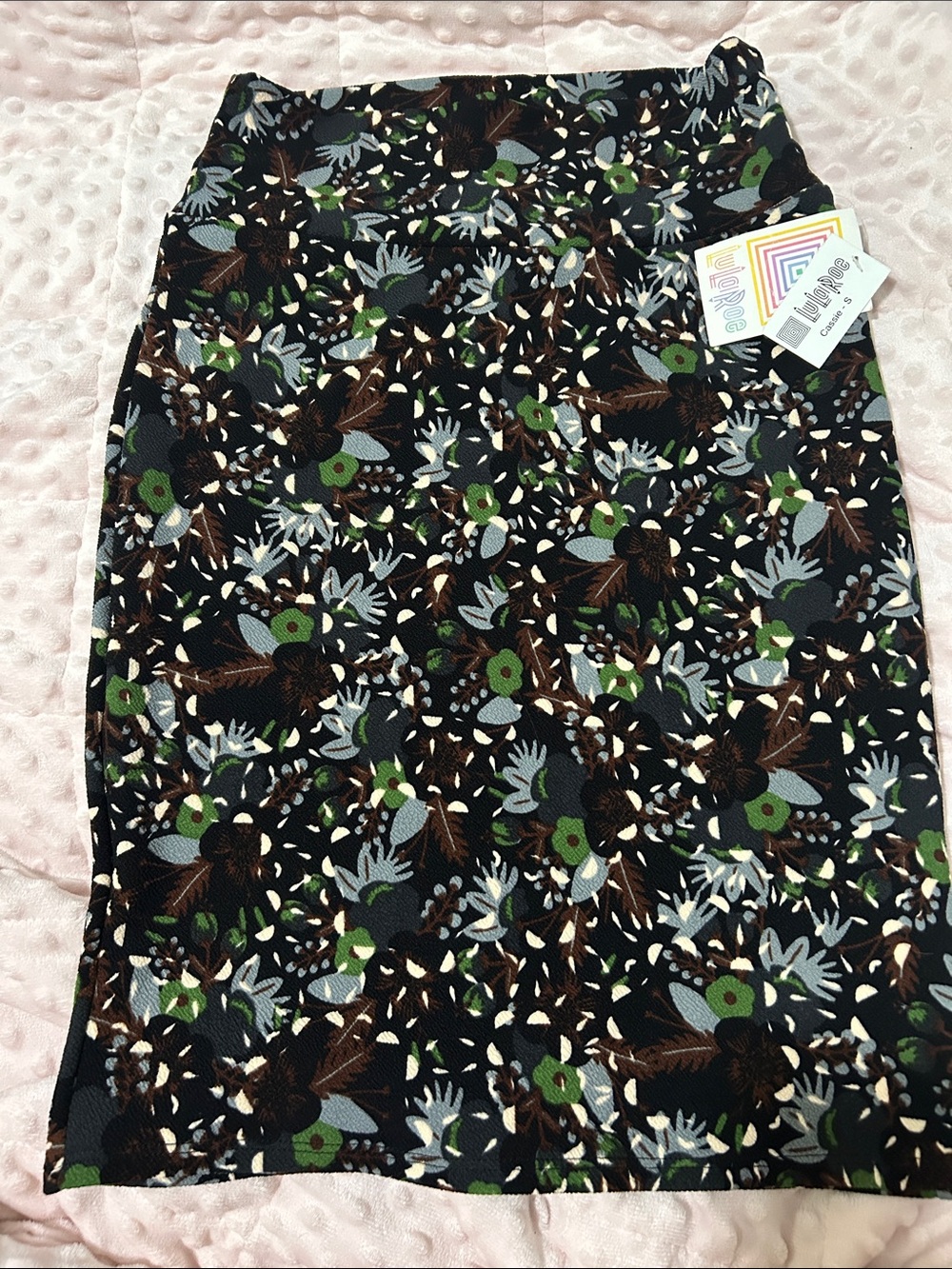 Black Floral Pencil Skirt - Green & Brown Print LulaRoe Cassie NWT